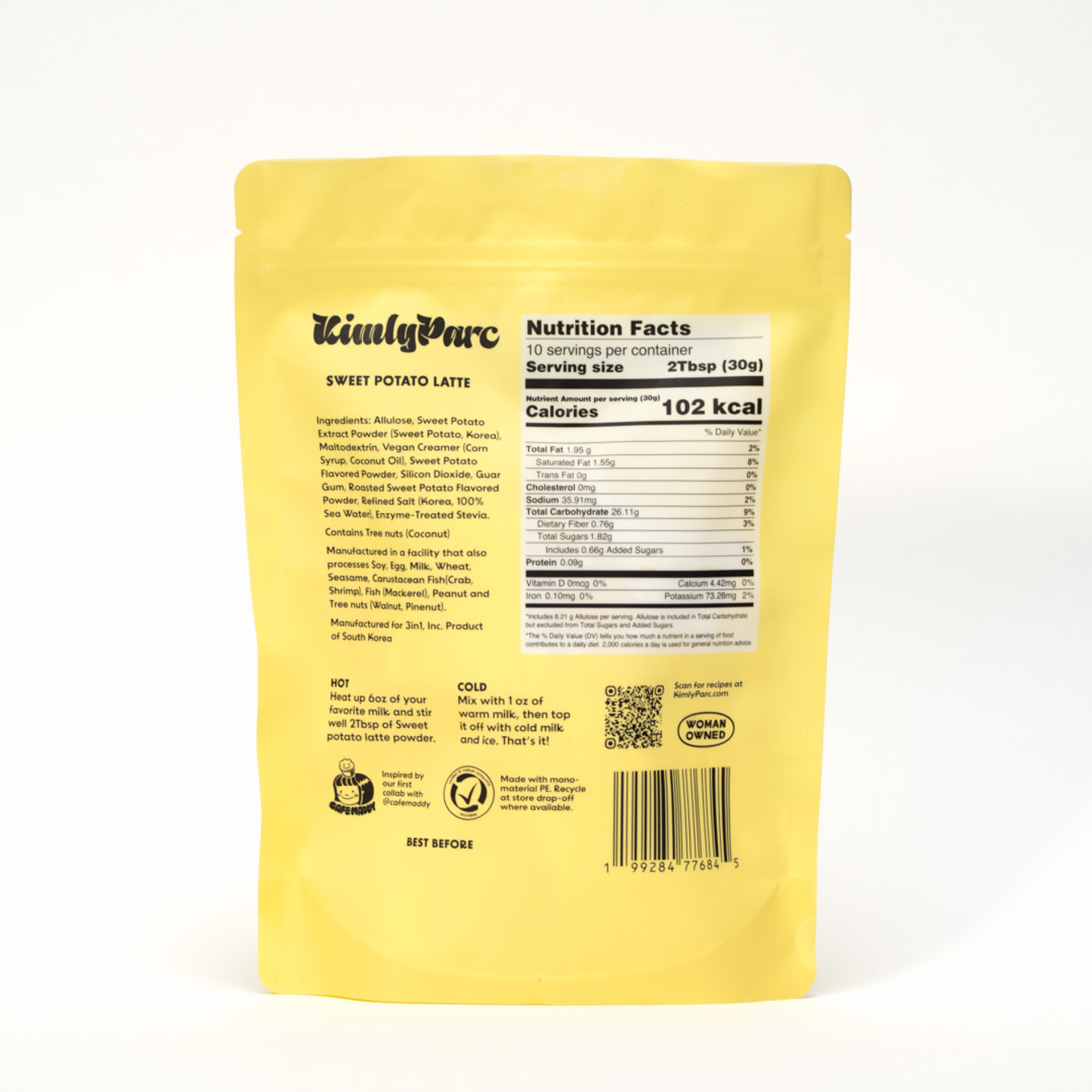 KimlyParc | Sweet Potato Latte Caffeine-free, vegan, low-sugar.