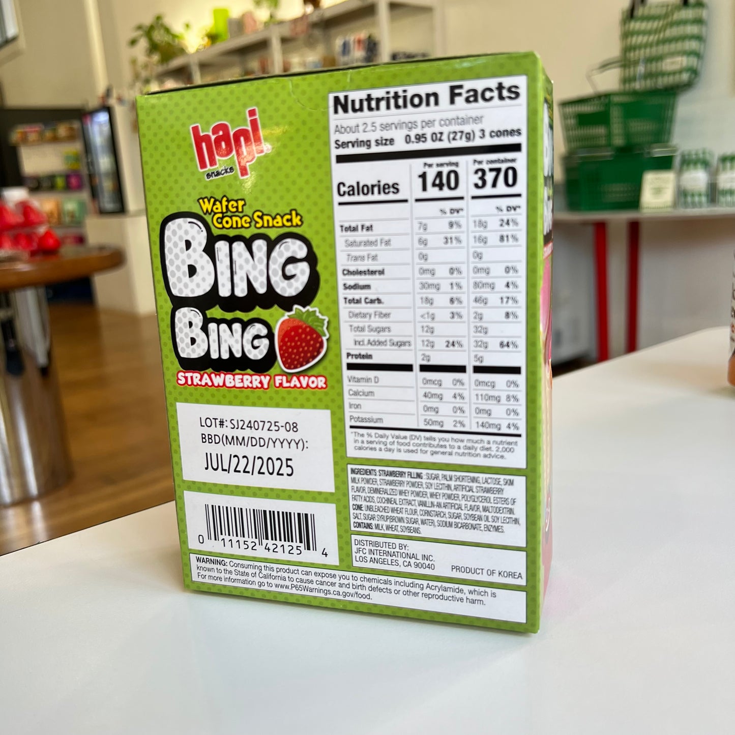 Hapi Snacks | Bing Bing Wafer Cone Snack with strawberry filling