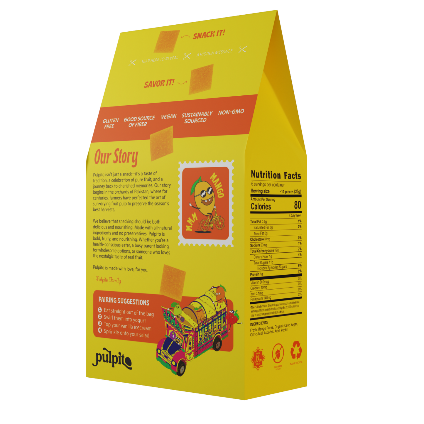 Pulpito Fruit Bites | MMM Mango  - Natural Fruit Snacks - Dried Fruit Bites