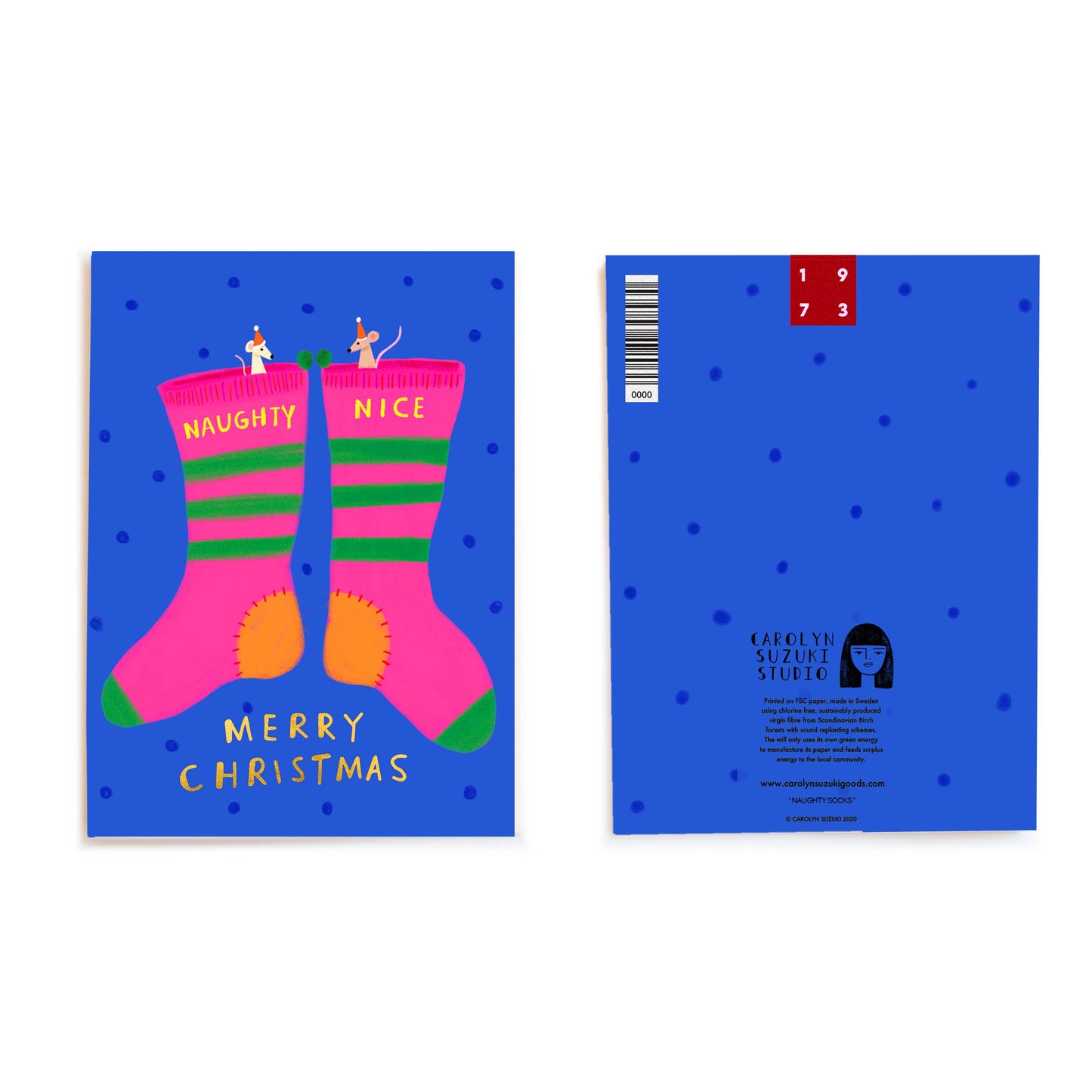 Carolyn Suzuki | NAUGHTY SOCKS - Boxed Set of 8 - Holiday Card