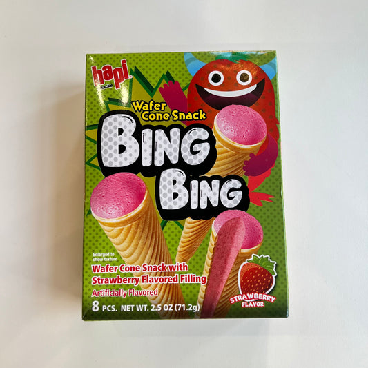 Hapi Snacks | Bing Bing Wafer Cone Snack with strawberry filling