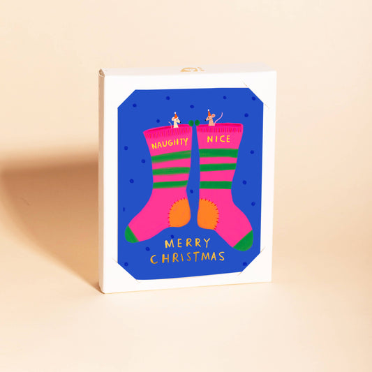 Carolyn Suzuki | NAUGHTY SOCKS - Boxed Set of 8 - Holiday Card