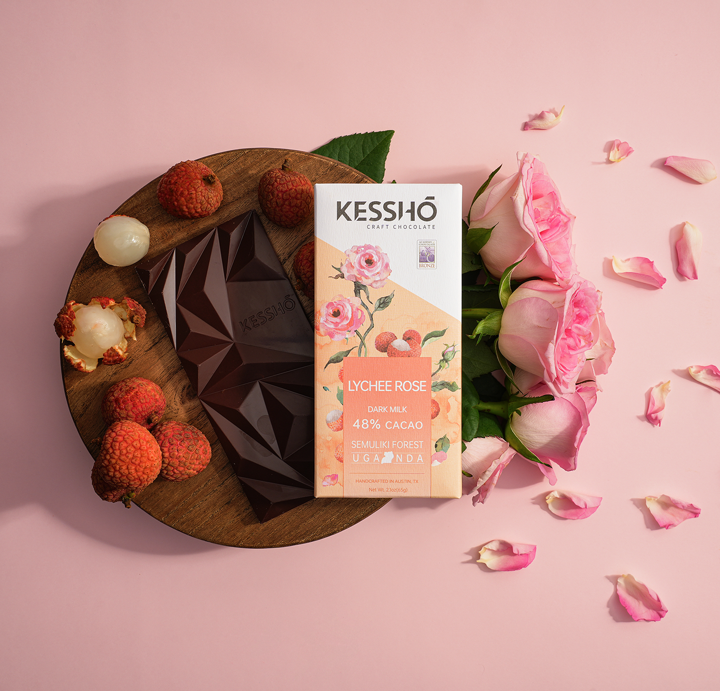 KESSHŌ | LYCHEE ROSE Dark Milk Chocolate