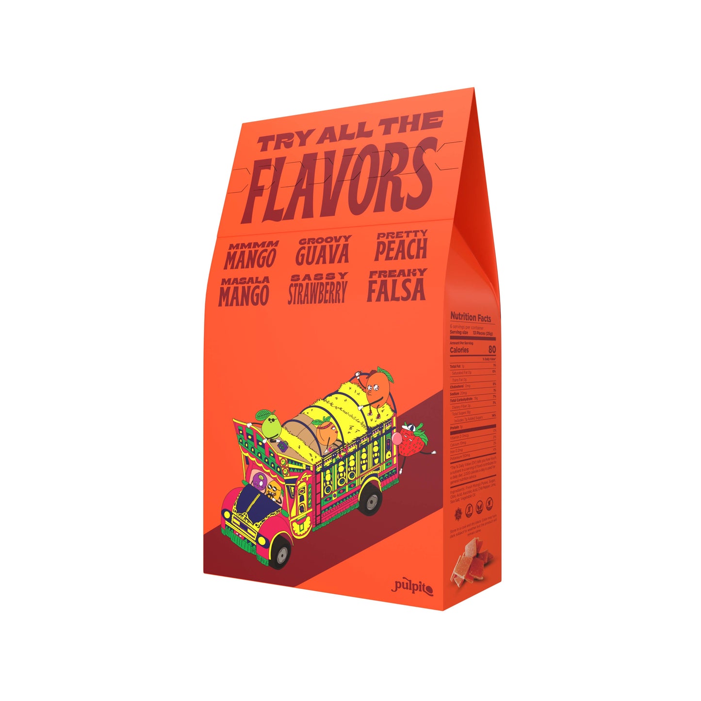 Pulpito Fruit Bites | Masala Mango  - Natural Fruit Snacks - Dried Fruit Bites