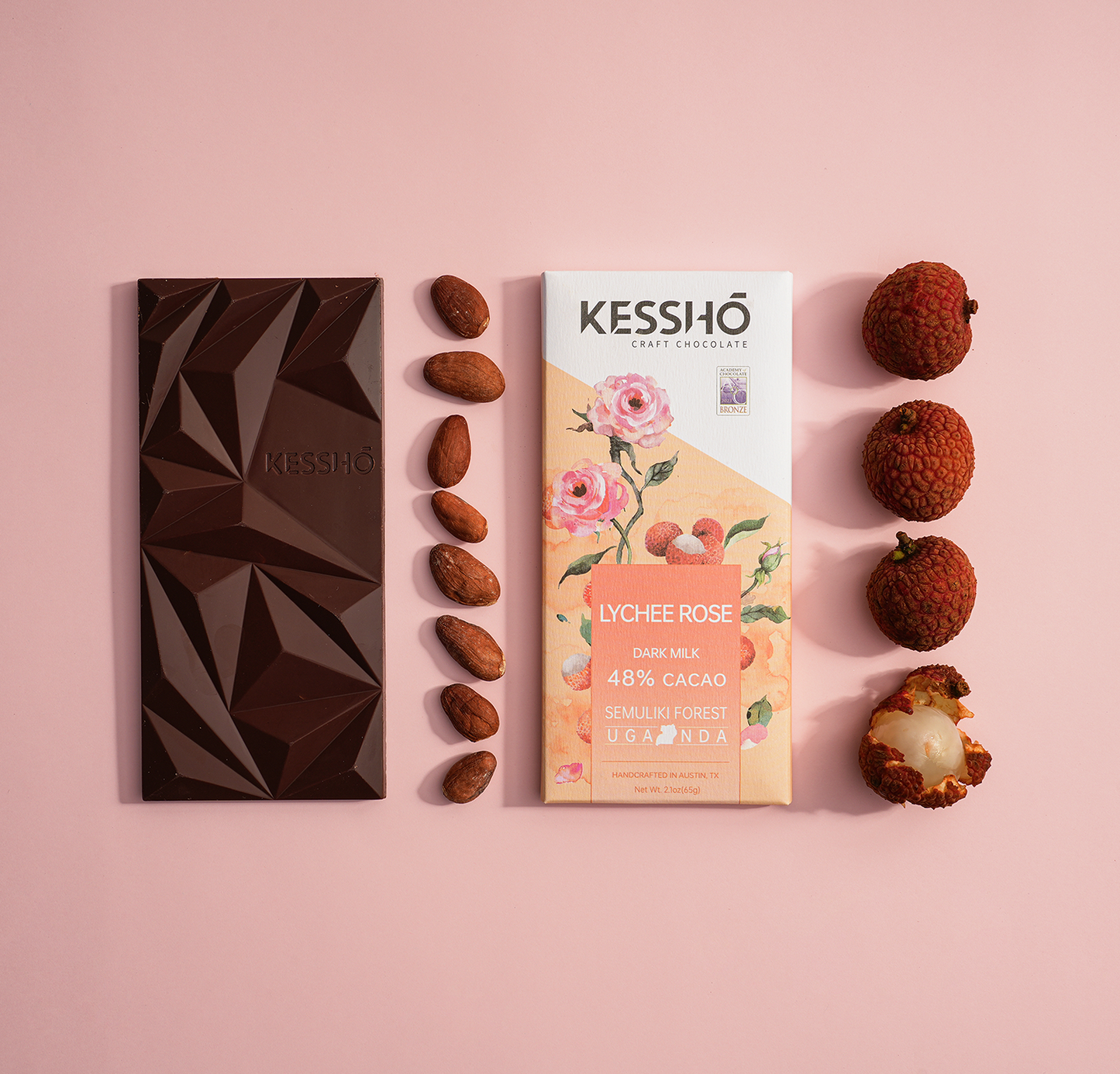 KESSHŌ | LYCHEE ROSE Dark Milk Chocolate