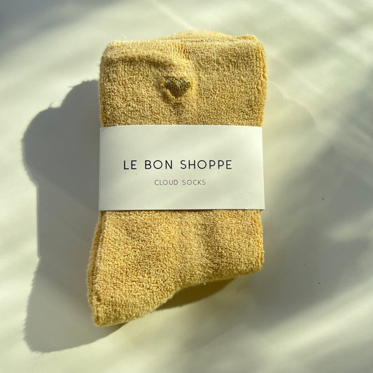 Le Bon Shoppe | Embroidered Cloud Socks : French Vanilla + Gold Heart