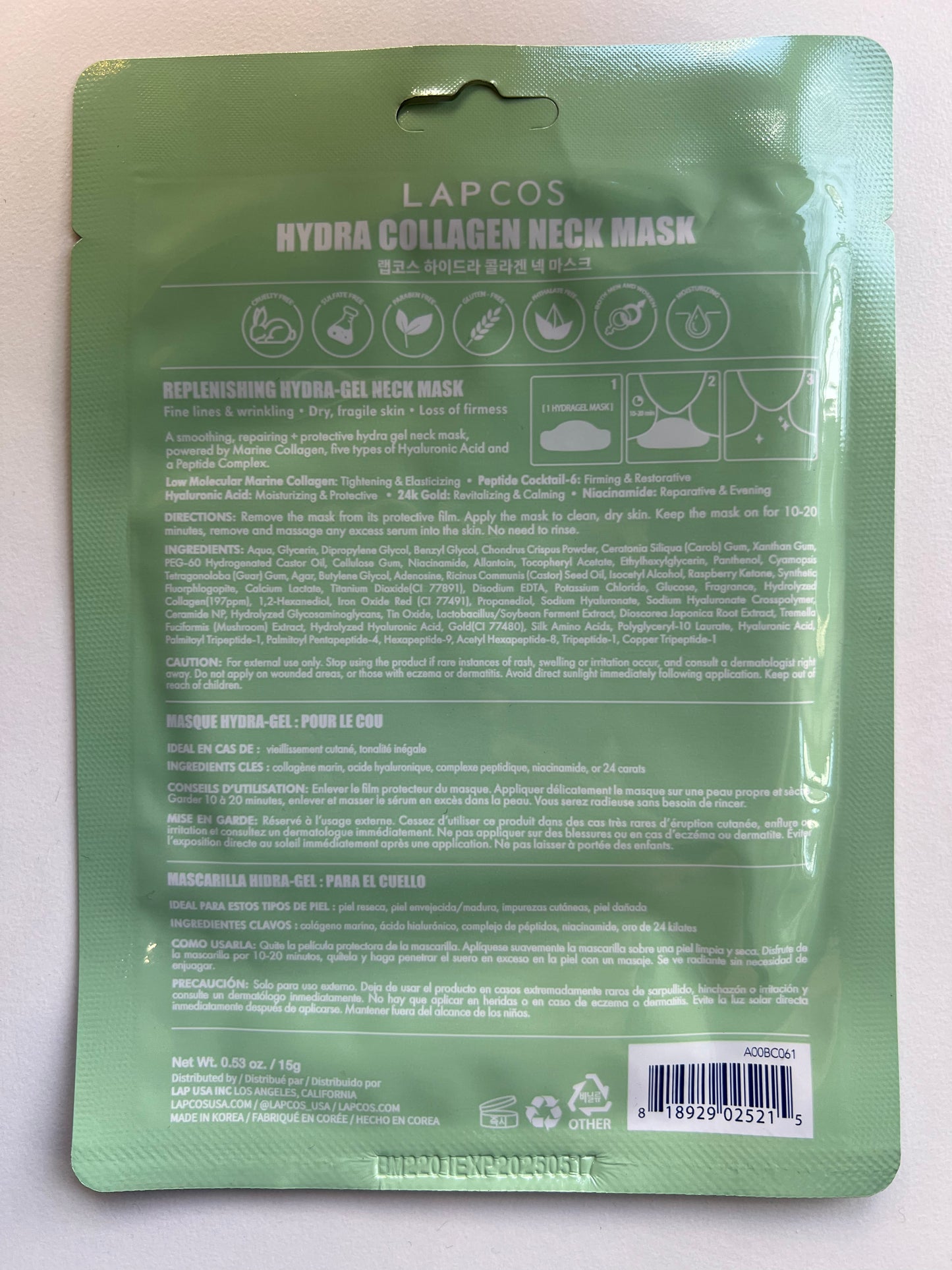 Lapcos | Hydra Collagen Neck Mask