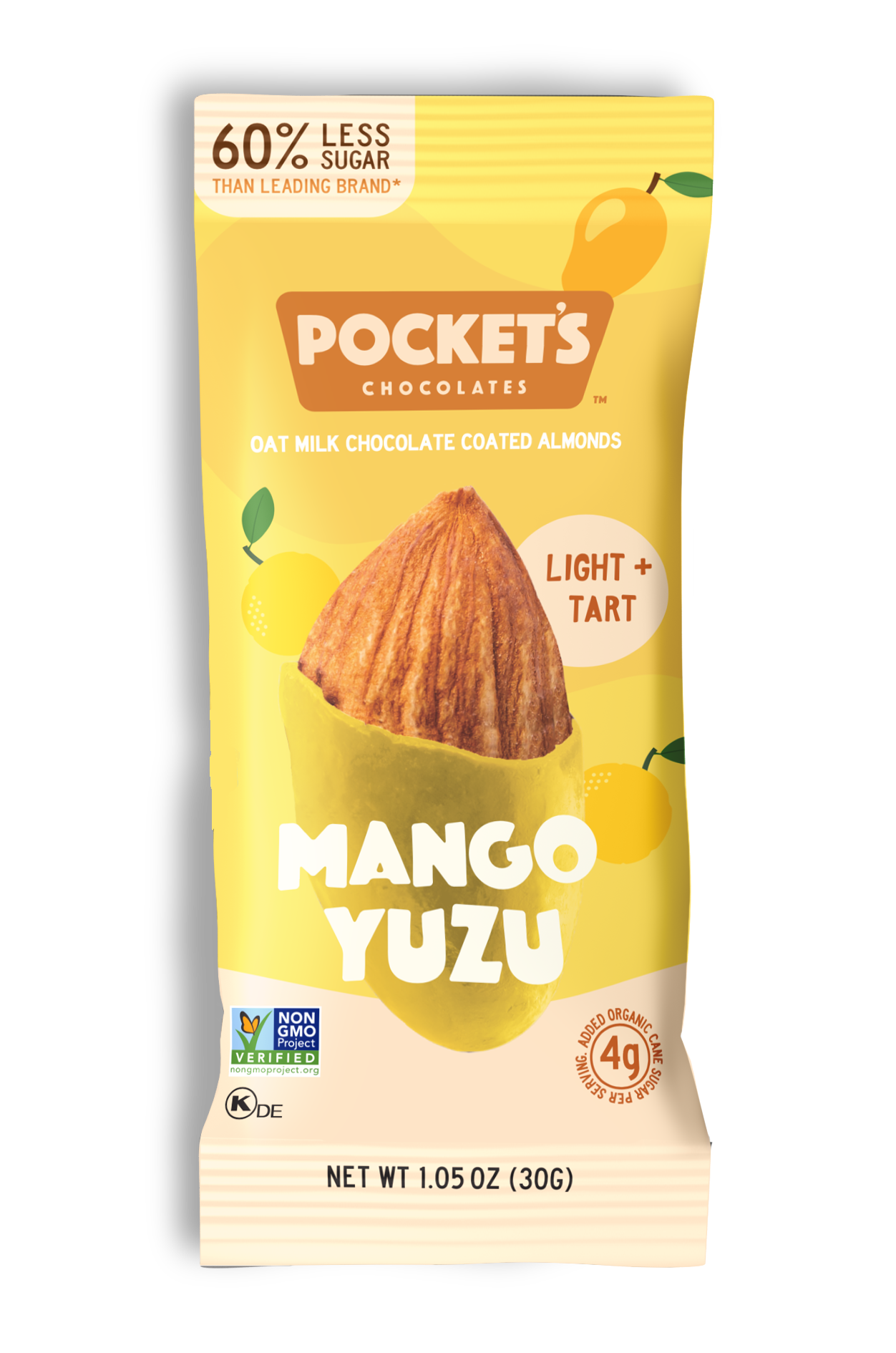 Pocket's Chocolates | Mango Yuzu Chocolate Almonds, 1.05 oz Single Serve Packs