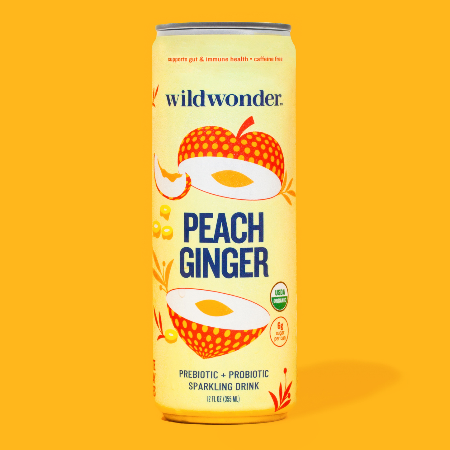 Wildwonder - Peach Ginger Sparkling Prebiotic + Probiotic Drink