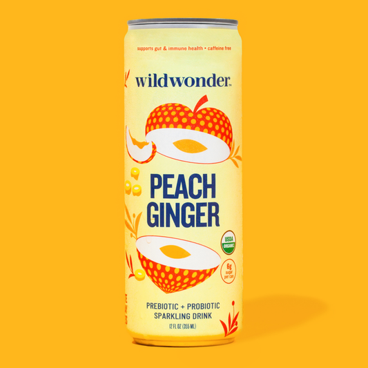 Wildwonder - Peach Ginger Sparkling Prebiotic + Probiotic Drink