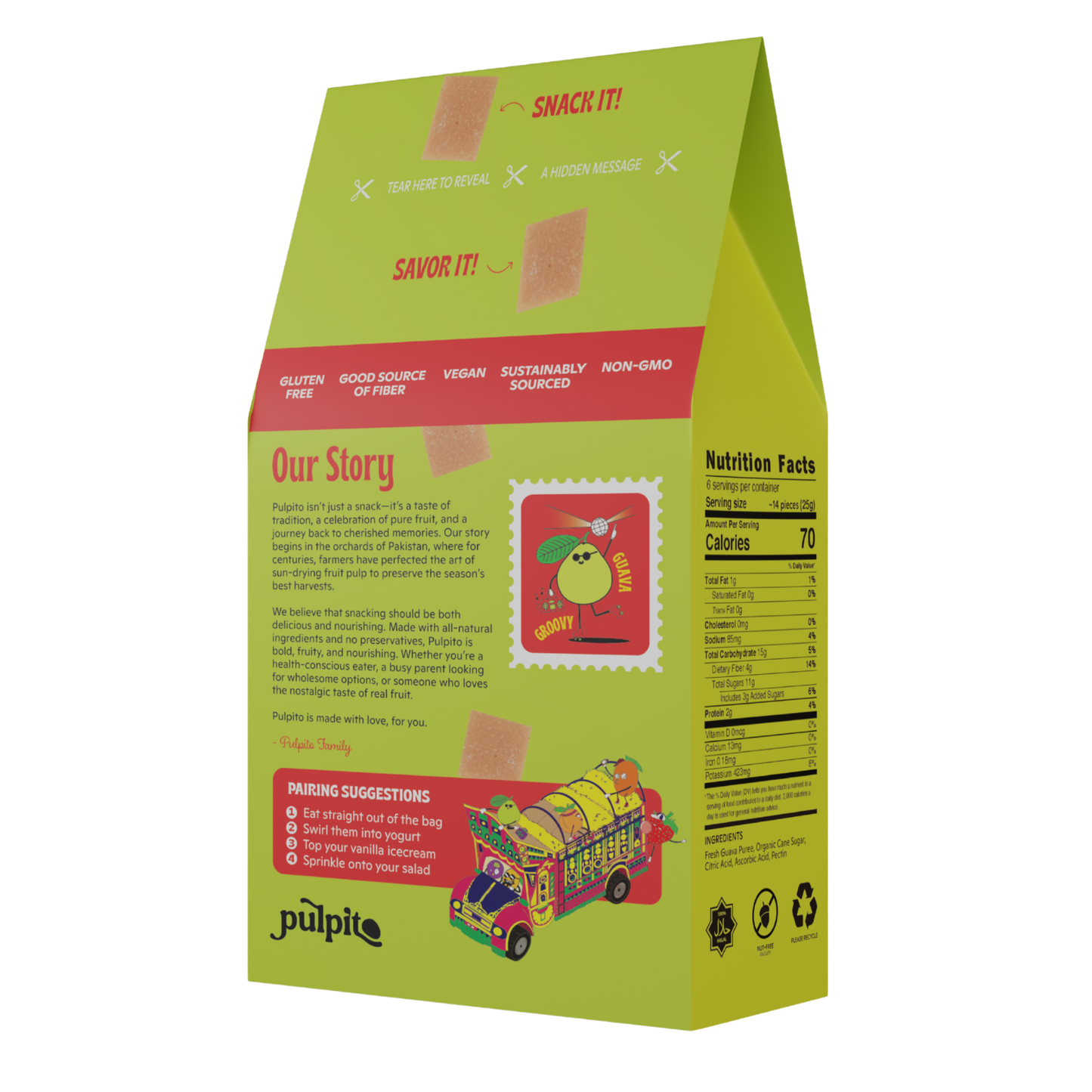Pulpito Fruit Bites | Groovy Guava - Natural Fruit Snacks - Dried Fruit Bites