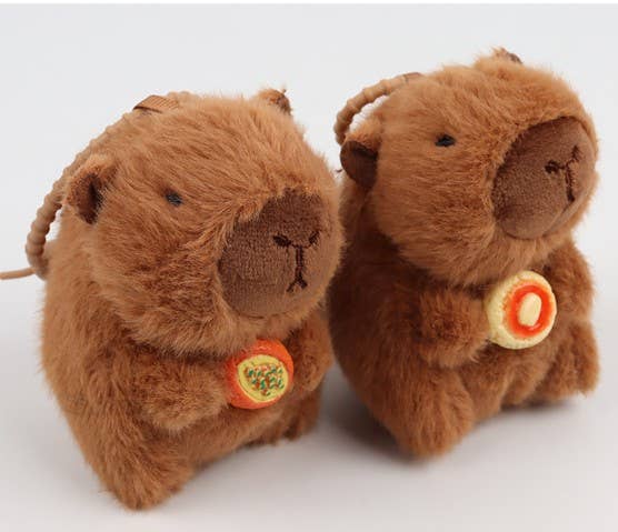 Food Capybara Plush Keyring