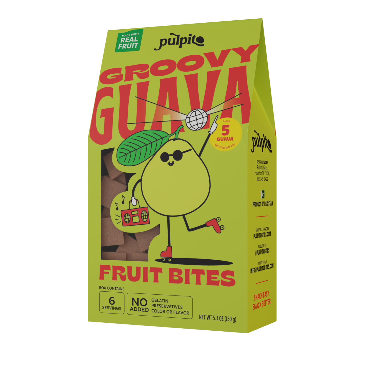Pulpito Fruit Bites | Groovy Guava - Natural Fruit Snacks - Dried Fruit Bites