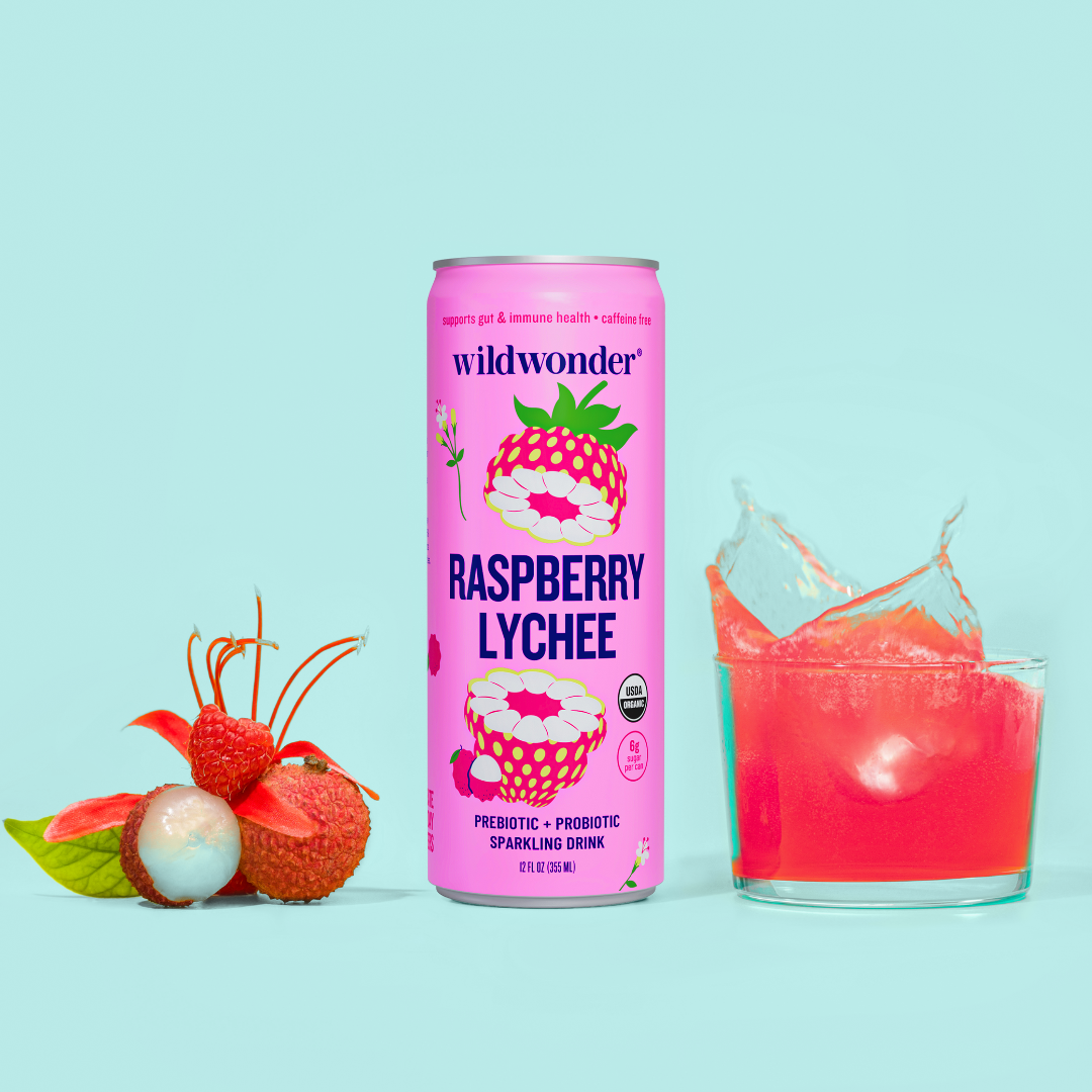 Raspberry Lychee Sparkling Prebiotic + Probiotic Drink