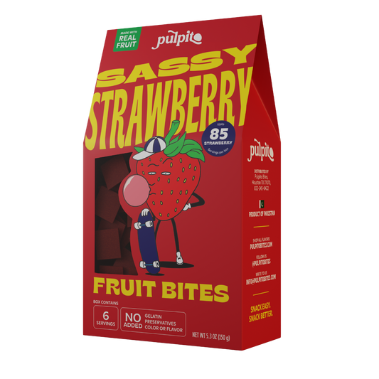 Pulpito | Fruit Bites - Sassy Strawberry  - Natural Fruit Snacks - Dried Fruit Bites