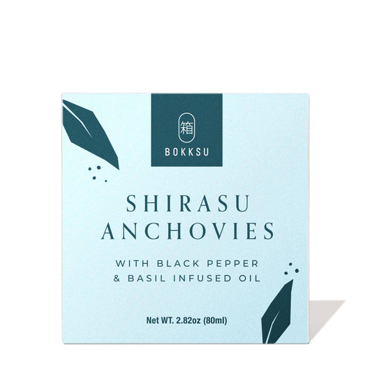 Bokksu | Japanese Shirasu Anchovies - Black Pepper & Basil-Infused Oil