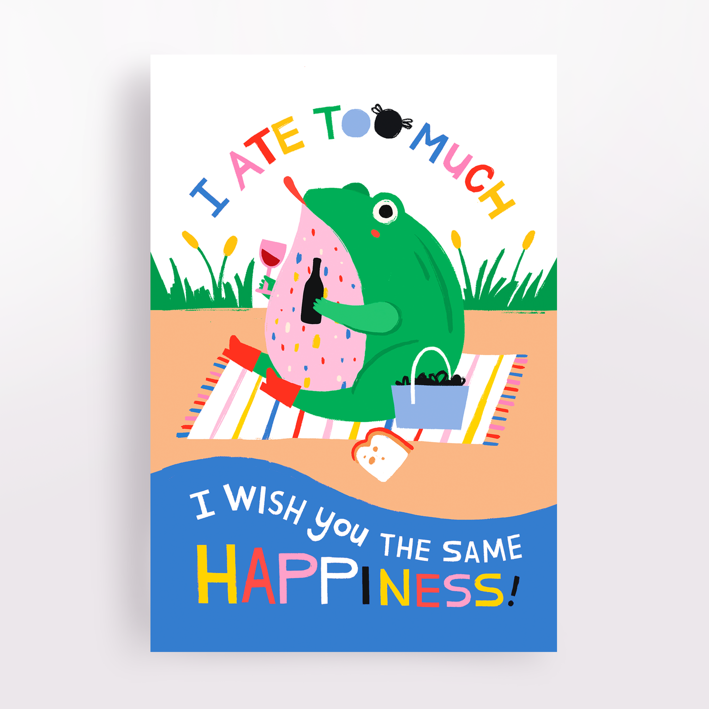 I Ate Too Much (Frog) Greeting Card