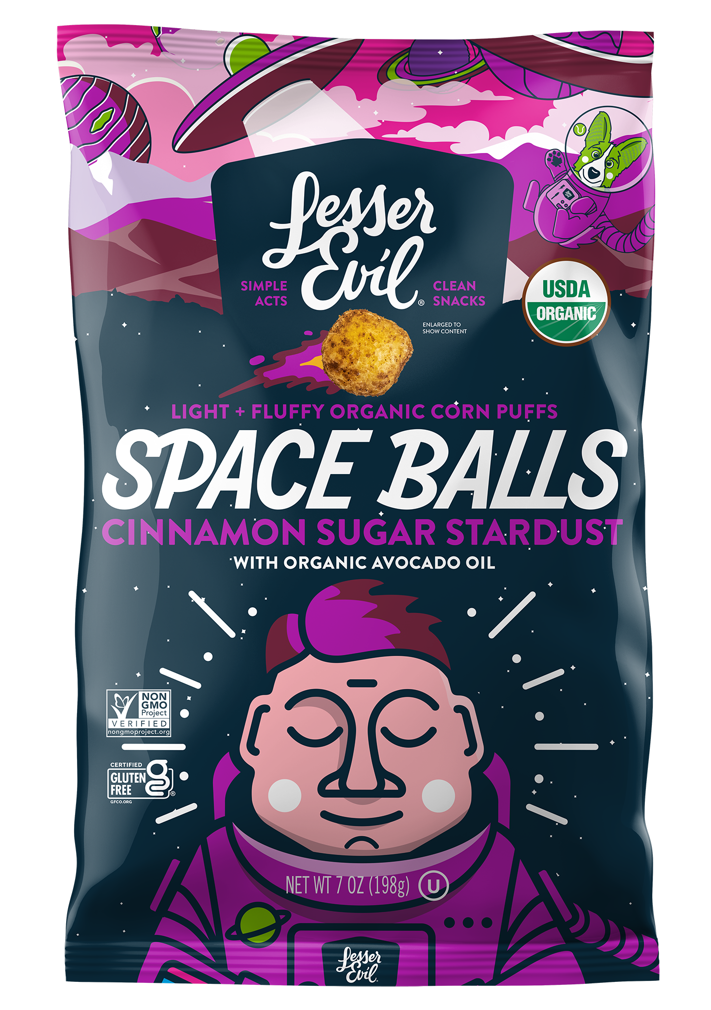 Lesser Evil | Space Balls, Cinnamon Sugar Stardust, 7oz