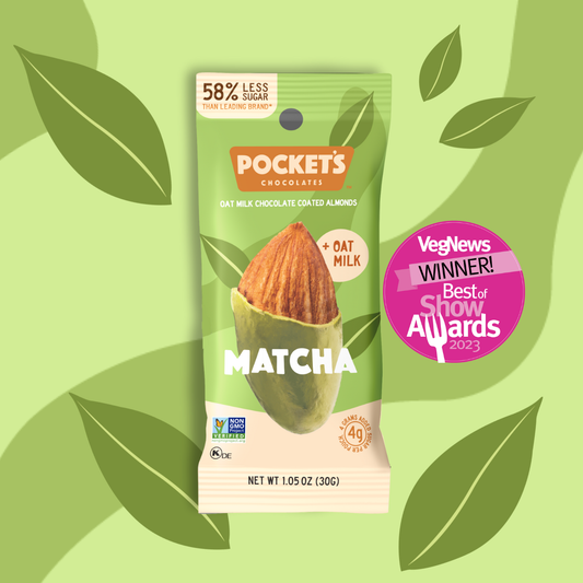 Pocket's Chocolates | Matcha Chocolate Almonds, 1.05 oz Single Serve Packs