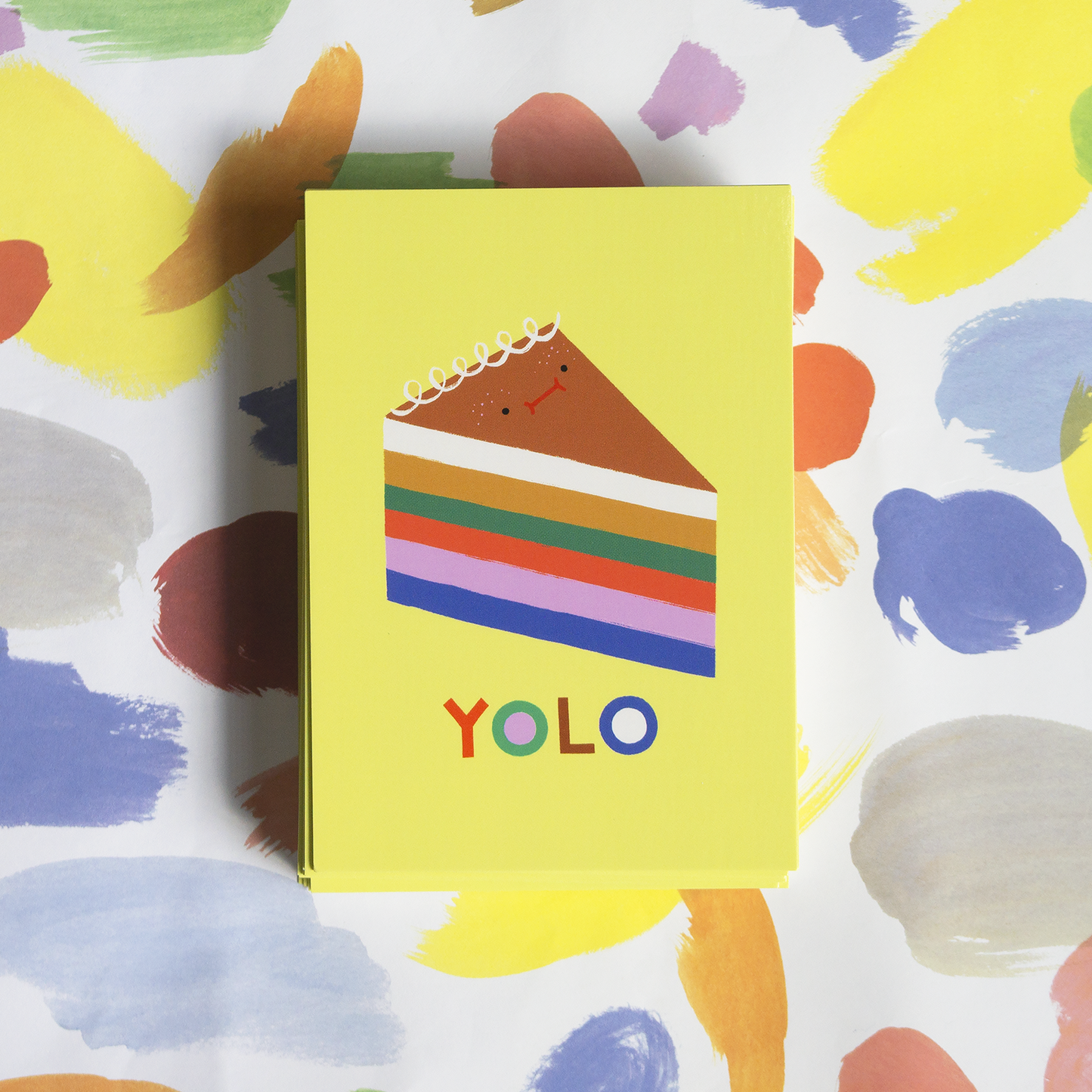 YOLO Rainbow Kawaii Cake Postcard (or mini print)